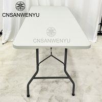 Table pliante rectangulaire en plastique portable de 6 pieds, blanche, pour pique-nique en plein air, pour événements et fêtes