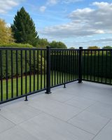 Kit de garde-corps moderne en acier inoxydable pour porche, revêtement noir anti-rouille, système de piquets pour balcon, terrasse, patio, escalier