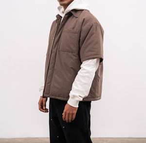 <span class=keywords><strong>Giacca</strong></span> <span class=keywords><strong>Camicia</strong></span> Trapuntata da Uomo Invernale Traspirante Antipiega 100% Cotone Twill Scollo a V Manica Corta 280g <span class=keywords><strong>Marrone</strong></span> Stile Urbano Casual alla Moda - Product Image 5