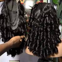 Perruque 13x4 SDD à boucles rebondissantes 300g, pré-épilée, nœuds blanchis, sans colle, cheveux humains, dentelle HD, pré-épilée, noir brun naturel