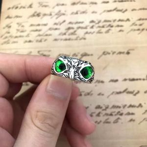 Anello Aperto Creativo a Forma di Occhio di Gufo, Colore Argento Antico Non Sbiadente, Unisex, Stile Hip-Hop, Gioiello da Mano Esagerato - Product Image 5