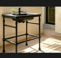 Ensemble de mobilier de jardin en acier inoxydable au design exceptionnel, facile à assembler, avec table, banc, étagère et console, robuste et résistant pour l'extérieur.