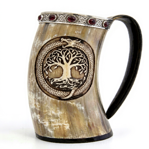 Chope à bière médiévale en corne de buffle avec poignée, design vintage pour les fêtes, réutilisable, personnalisation en gros disponible - Product Image 1