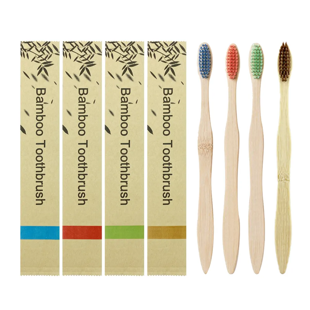 Brand New Packaging Oral Cleaning Biodegradable Eco Friendly Wave griff Multiple Colors Customized Bamboo Toothbrush