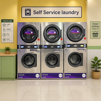 Lave-linge et sèche-linge électriques commerciaux ALANNA, en acier inoxydable empilable, multi-capacité, à monnaie/carte, pour