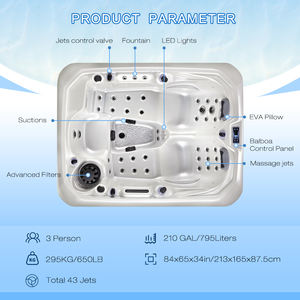 อ่างน้ำร้อนขนาดเล็ก ดีไซน์กะทัดรัด สำหรับ 3 คน ยี่ห้อซันแรนส์ ทำจากอะคริลิก สำหรับใช้งานกลางแจ้ง - Product Image 2