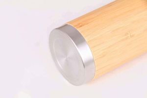 Stainless Steel Vacuum Flask With Bamboo Finish Double Wall Insulated Travel Thermos With Rope Handle - Product Image 4
