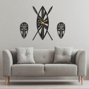 <span class=keywords><strong>Horloge</strong></span> <span class=keywords><strong>murale</strong></span> <span class=keywords><strong>africaine</strong></span> de grande taille en métal, style vintage, décoration intérieure artistique - Product Image 2