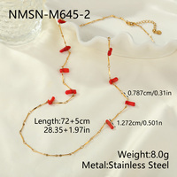 Collier long en acier inoxydable pour femme, avec perles, pierres naturelles, corail, chaîne bohème superposée, collier pour pull, bijoux plaqués or