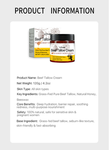 Crème <span class=keywords><strong>Visage</strong></span> Réparatrice Hydratante et Lissante à Base de Suif de Bœuf Nourri à l'Herbe et Miel, Répare la Barrière Cutanée, Marque Privée Personnalisée - Product Image 3