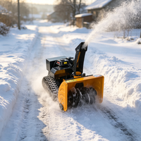 Souffleuse à neige télécommandée de type chenillé, à essence, à deux étages, avec tarière, pour l'élimination de la neige en extérieur dans les zones à forte neige