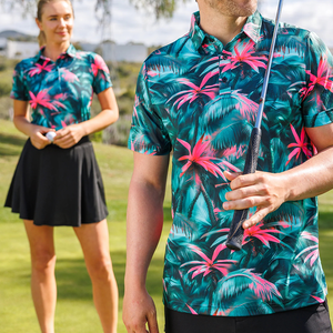 High Quality Men's Golf Shirt Hawaiian Custom Sublimation Hawaii Golf Polo Shirts 4 Way Stretch Golf Polo for Mens