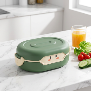 Cute Portable Plastic Single Tier <b>Lunch</b> <b>Box</b> BPA-Free Eco-friendly Food-Grade Leak Proof 0-1L Capacity Newborn Cold Hot Heatable - Product Image 2