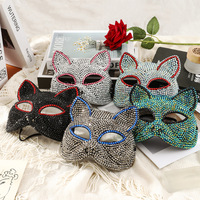 Masque de chat en strass, tenue de costume pour femme, masques de mascarade scintillants pour femmes, cadeau de fête d'Halloween, fête cosplay