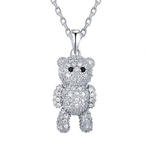 Dylam New Arrival High Quality <b>Cute</b> Beautiful 5A Level CZ Stone Shiny S925 Sterling Silver <b>Bear</b> Pendent Women Necklaces - Product Image 1