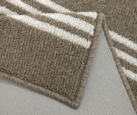 Tapis lavable en machine, en polypropylène tufté, rayé marron et blanc, avec envers en latex antidérapant, pour la maison, le salon