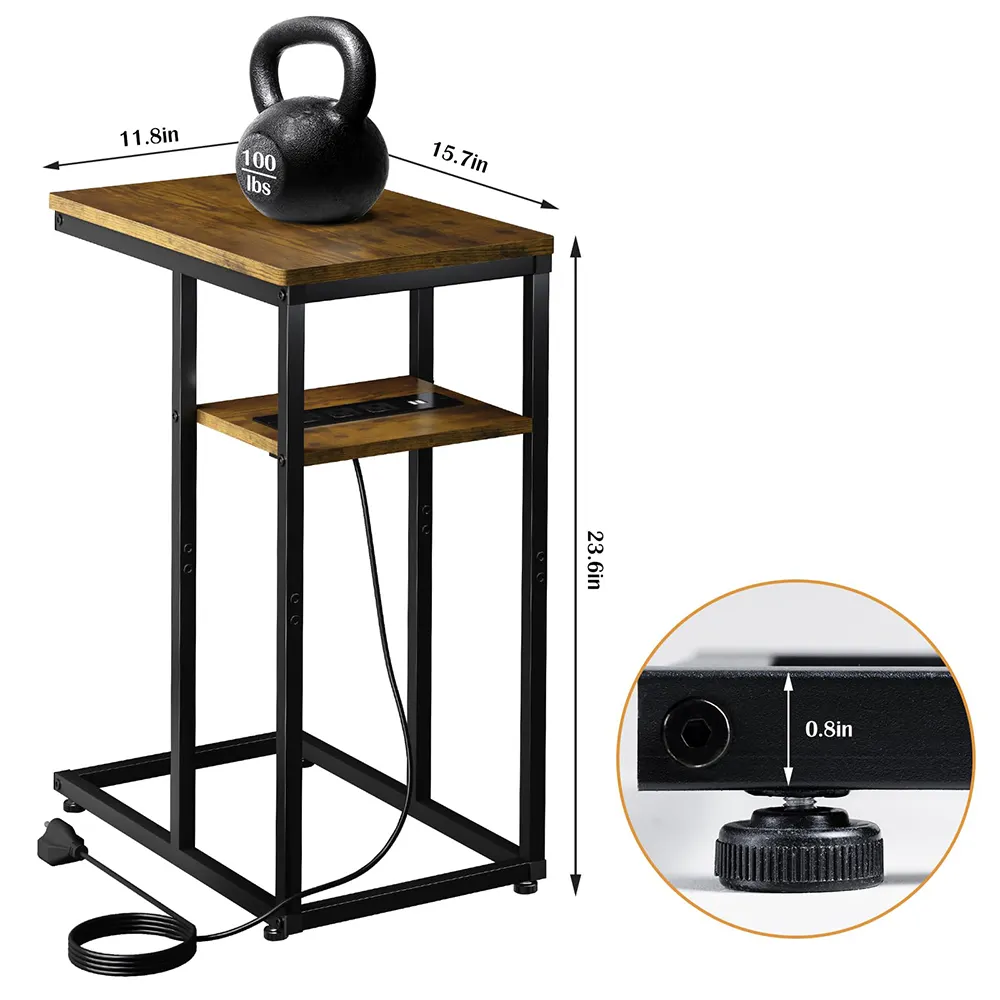 Popular side Table C Table end table living room with rechargeable USB port and outlet