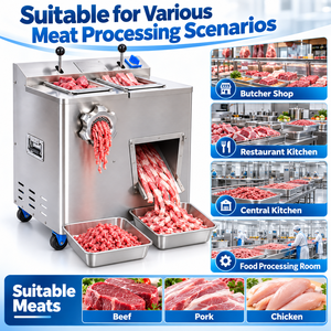 Machine à hacher et à découper la viande 2 en 1, 400 kg/h, acier inoxydable, hachoir à viande électrique pour boucherie, cuisine - Product Image 5