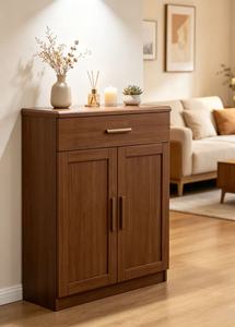 Mueble de Almacenamiento Moderno de Madera de Nogal con 1 Cajón y 2 Puertas para Sala de Estar - Product Image 4