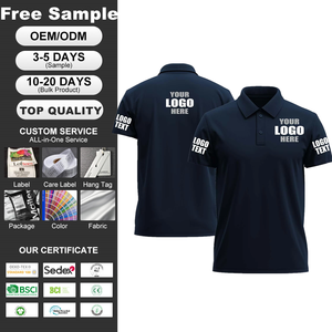 Tùy Chỉnh Hải Quân Polo Áo Sơ Mi Desgin Củ<span class=keywords><strong>a</strong></span> Riêng Bạn Thêu In Chất Lượng Cao Trống Polo 100% Cotton Làm Việc Polo Áo Sơ Mi Với Logo - Product Image 1