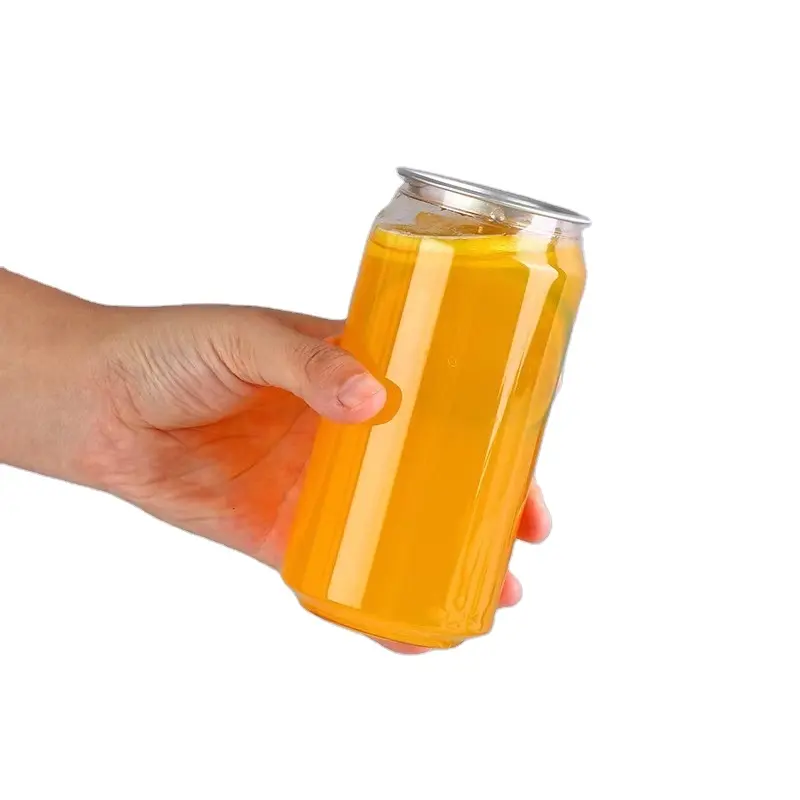 330ml 500ml 650ml Food Grade Plastic PET Drinking Beverage Pop Top Can Bottle With Easy Open Aluminum Pop Lid
