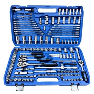 Juego de Herramientas Manuales, Llave de Trinquete, <span class=keywords><strong>Caja</strong></span> de Herramientas Combinada con Acero al Carbono sin Tratamiento Térmico y Estuche Rígido para Reparación de Automóviles - Product Image 1