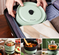 Luo Ya Plaque chauffante électrique portable pliable en acier inoxydable à commande mécanique, type Teppanyaki, pour dortoir, usage domestique et étudiant