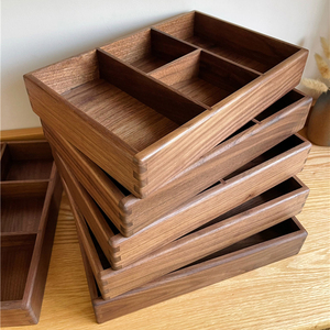 Đen walnut bàn tổ chức với Mortise-tenon mộc đa ngăn hộp hình chữ nhật cho vật tư văn phòng lưu trữ bán buôn - Product Image 4