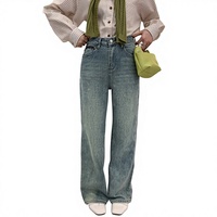 Großhandel Maßgeschneiderte Damen Plus Size Gerade Jeans Umweltfreundliche Baumwolle Waschbare Damen Stretch Mittelhohe Taille Denim-Hosen