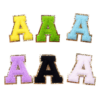 Écusson de broderie personnalisé en gros bricolage lettre à repasser à capuche patchs en chenille de couleur arc-en-ciel