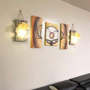 Décoration murale en bois rustique avec lumière LED Décoration murale pour salon et chambre à coucher Art pour salon et chambre à coucher - Product Image 4