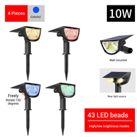 Lumière solaire LED à changement de couleur, lumière chaude, ABS noir, verrouillable, IP65, résistante à l'eau, haute luminosité, angle de faisceau de 360°, dimmable, pour jardin