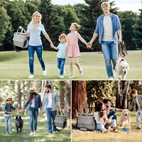 Sac de voyage pliable grande capacité pour chien avec 2 gamelles pliables, durable, léger, portable, multifonction, en tissu Oxford pour animaux de compagnie