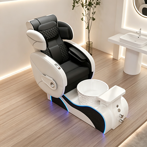 Fauteuil de pédicure électrique de luxe, canapé de pédicure moderne pour salon de spa avec bain de pieds en céramique et lumière LED - Product Image 1
