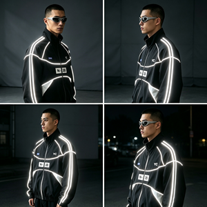 <span class=keywords><strong>Chaqueta</strong></span> Gorpcore para <span class=keywords><strong>Hombre</strong></span>, Impermeable, Cortavientos, con Franjas Reflectantes Personalizadas y Bloques de Color, Estilo Urbano y para Senderismo - Product Image 3