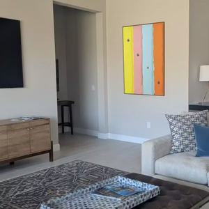 Pintura Acrílica Abstracta Texturizada en Tonos Pastel Minimalistas, Serie Candy Stripe, Hecha a Mano, Original, sobre Lienzo, Contemporánea, Grande - Product Image 3