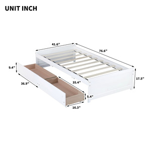 White Solid Wood Children's <b>Storage</b> Bed With <b>Drawers</b> Bedroom Furniture For Kids - Product Image 4