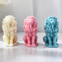 Moule à bougie en silicone en forme de lion 3D, moule animal, moule à cire fait à la main, fournitures d'artisanat