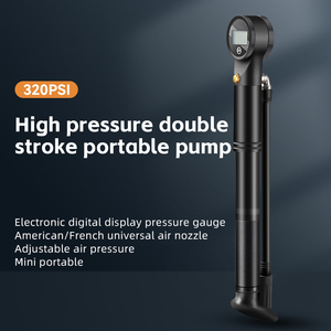 <span class=keywords><strong>Pompe</strong></span> à vélo portable en alliage d'aluminium haute pression 22BAR/320PSI <span class=keywords><strong>Double</strong></span> <span class=keywords><strong>Action</strong></span> Mini gonfleur de fourche avant vannes Presta Schrader - Product Image 2