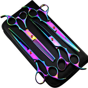 Ensemble de ciseaux roses pour toilettage des animaux de compagnie, 7 pouces, droits et effilés, pour la coupe du poils des chiens, outils de beauté multifonctionnels - Product Image 2