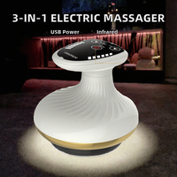 Masseur corporel électrique 3-en-1 de thérapie par raclage, infrarouge et physiothérapie, avec plage de température de 40-50°C, rechargeable par USB, pour commande en gros