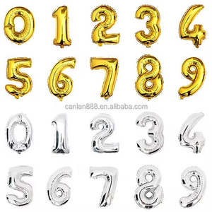 <span class=keywords><strong>Globos</strong></span> de Números de Colores para Decoración de Fiestas de Cumpleaños en Dorado y Plateado con Números del 0 al 9 sobre un Fondo Metálico, 16 Pulgadas de Diámetro - Product Image 2