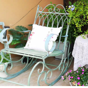 Sillón mecedora de hierro para exteriores. Sillón Reclinable de Estilo Europeo. Asiento Individual Blanco Antiguo para Jardín, <span class=keywords><strong>Terraza</strong></span> o Cafetería - Product Image 4