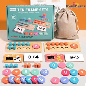 Giocattoli Educativi Montessori per l'Asilo, Contatore a Dieci Cifre, Ausili Didattici in Legno per l'Apprendimento della Matematica, Giochi di Conteggio, Set Telaio a Dieci - Product Image 1