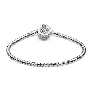 Usine Original bracelet à breloques 925 Sterling Silver Snake DIY Charm Bracelet Fine Jewelry Fit for pandora avec logo