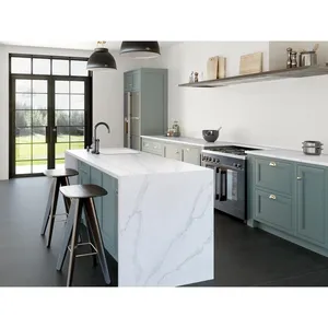 Home Kitchen Design Kunststein Quarz Engineered White Marble Küchen insel Tops Arbeits platten Waschtische Tischplatten