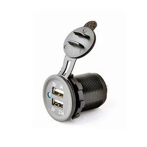 Car usb charger &amp; cigarette lighter dual usb socket waterproof usb car socket 12v
