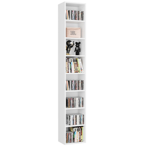 Dark Oak Tall Media CD Storage Cube Organizer 8-Tier Book <strong>Shelf</strong> <strong>Thin</strong> Narrow Wood Bookcase with Adjustable <strong>Shelves</strong> - Product Image 3
