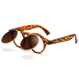 Gafas <span class=keywords><strong>de</strong></span> Sol Retro Flip-Top 8008 Punk Steampunk Cuadradas <span class=keywords><strong>de</strong></span> Doble Capa UV400 Doradas, Fabricante Mayorista, Cómodas y a la <span class=keywords><strong>Moda</strong></span> - Product Image 4