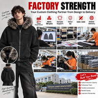 Sweat à capuche zippé surdimensionné personnalisé délavé à l'acide, unisexe, style streetwear vintage, en fausse fourrure épaisse, fournisseur en gros pour marques